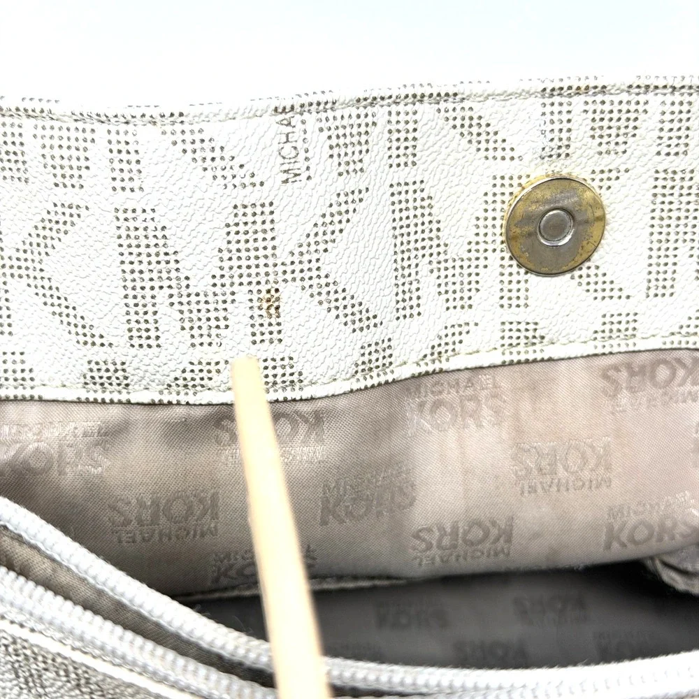Michael Kors Hamilton Large Satchel Vanilla MK Signature Shoulder Bag Purse